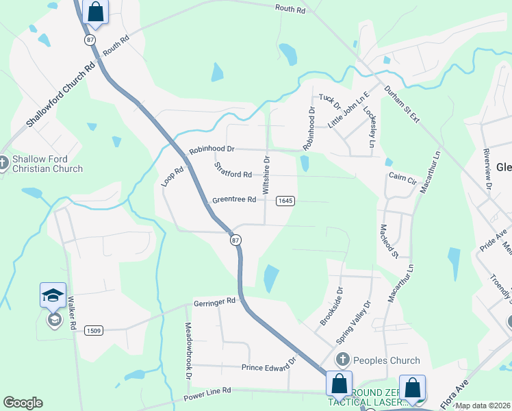 map of restaurants, bars, coffee shops, grocery stores, and more near 1835 Greentree Road in Burlington