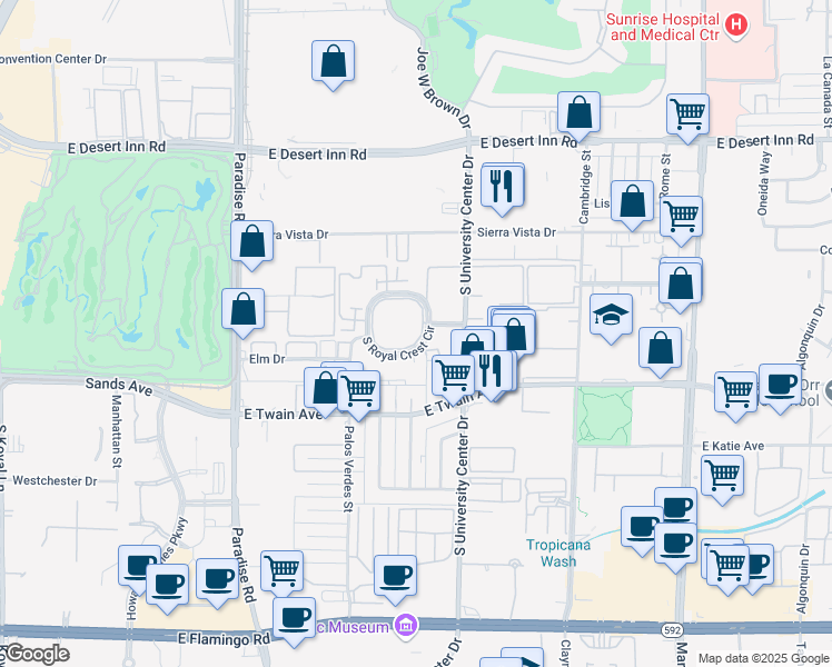 map of restaurants, bars, coffee shops, grocery stores, and more near 750 South Royal Crest Circle in Las Vegas