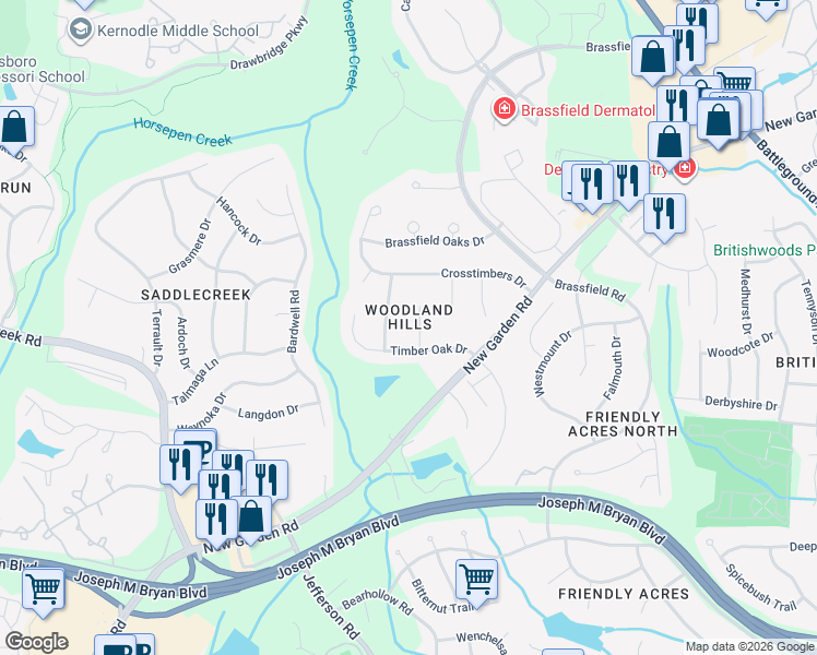 map of restaurants, bars, coffee shops, grocery stores, and more near in Greensboro