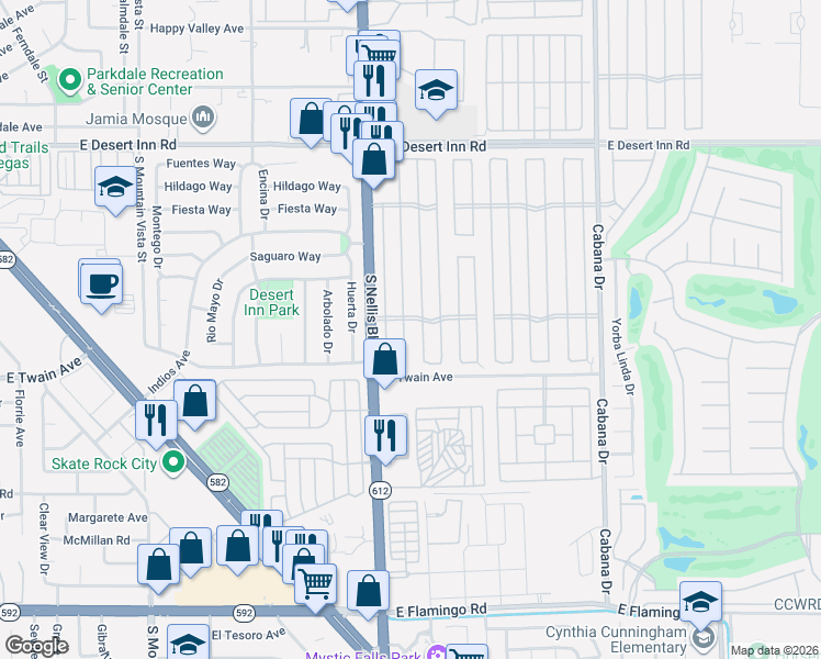 map of restaurants, bars, coffee shops, grocery stores, and more near 3570 Big Sur Drive in Las Vegas