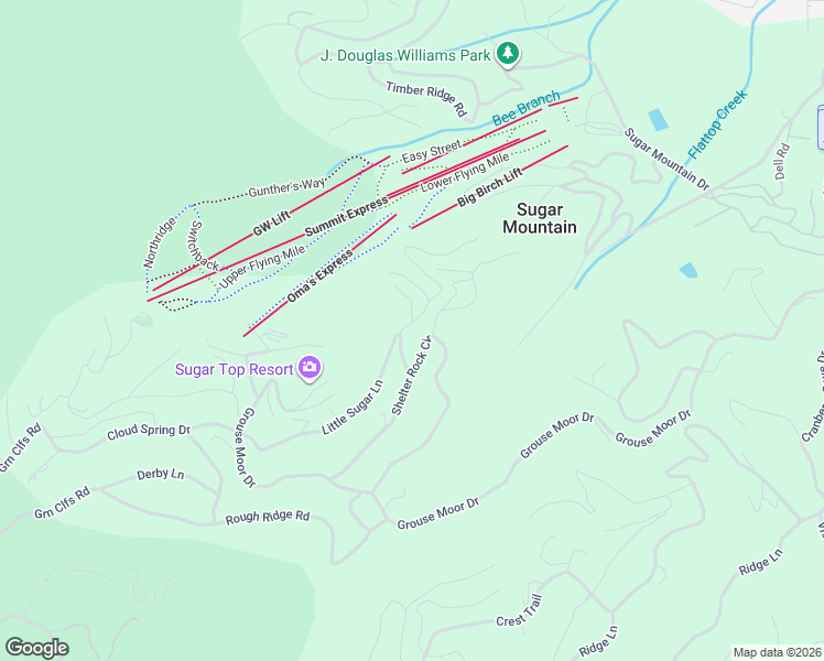 map of restaurants, bars, coffee shops, grocery stores, and more near 290 Ridgeline Drive in Sugar Mountain