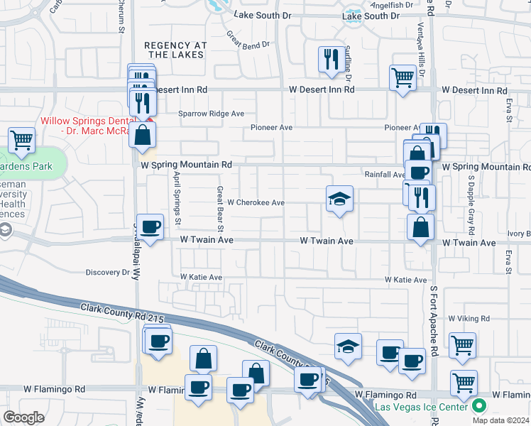 map of restaurants, bars, coffee shops, grocery stores, and more near 9844 Antelope Canyon Avenue in Las Vegas