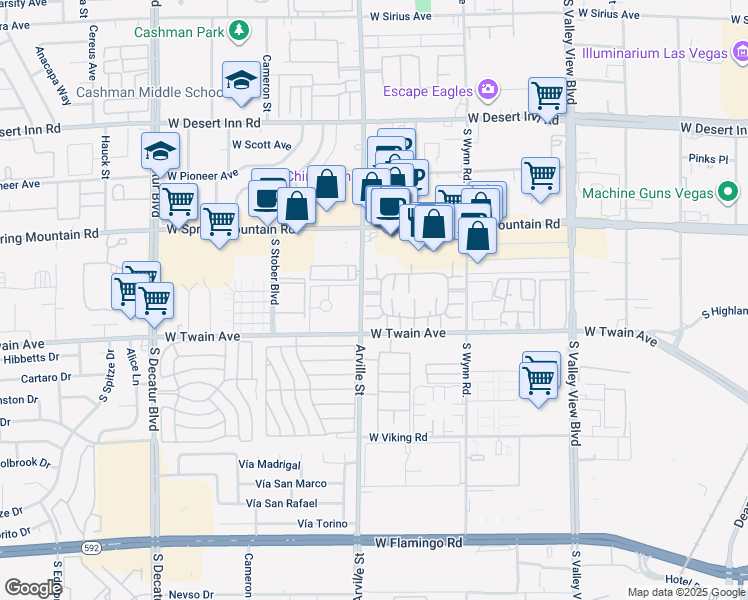 map of restaurants, bars, coffee shops, grocery stores, and more near 4391 Gannet Circle in Las Vegas