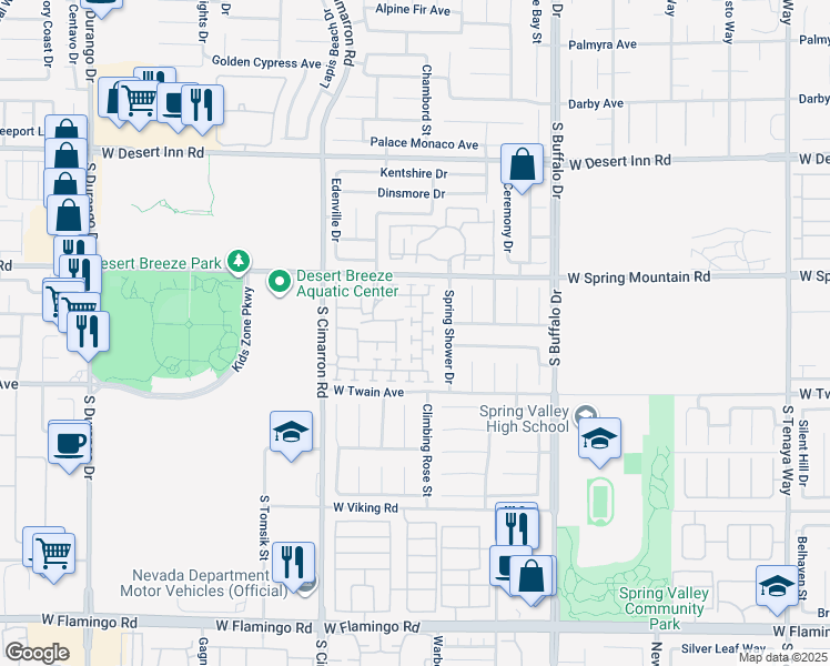 map of restaurants, bars, coffee shops, grocery stores, and more near 3564 Pinnate Court in Las Vegas