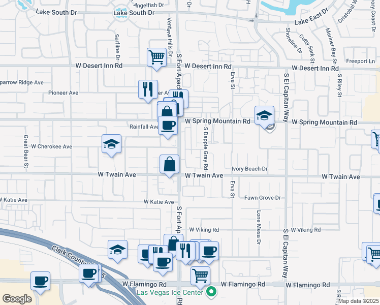 map of restaurants, bars, coffee shops, grocery stores, and more near 3587 Day Dawn Street in Las Vegas