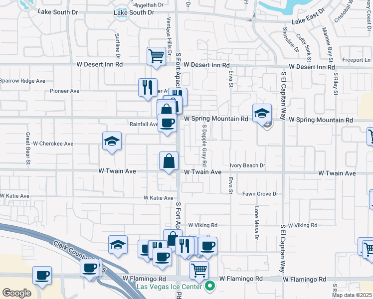 map of restaurants, bars, coffee shops, grocery stores, and more near 3587 Day Dawn Street in Las Vegas