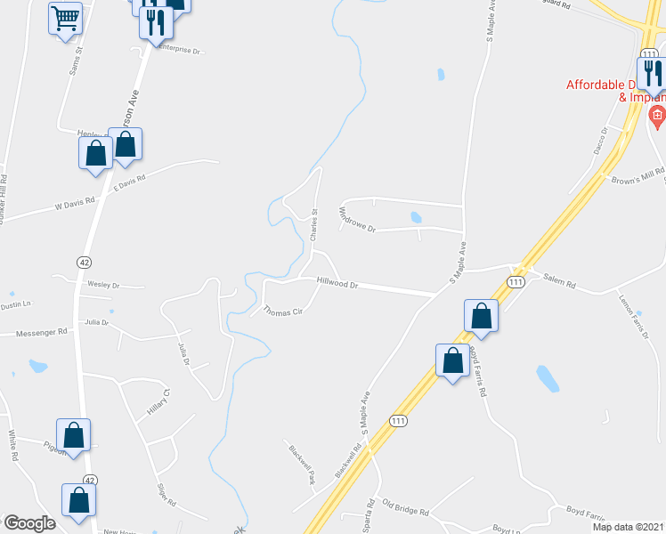 map of restaurants, bars, coffee shops, grocery stores, and more near 551 Heather Lane in Cookeville