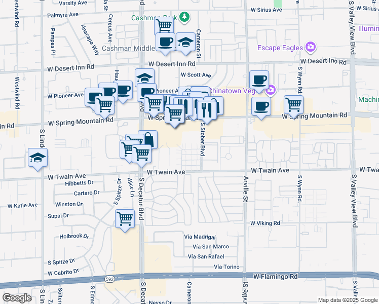 map of restaurants, bars, coffee shops, grocery stores, and more near 4689 West Sand Creek Avenue in Las Vegas