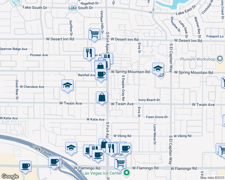 map of restaurants, bars, coffee shops, grocery stores, and more near 3644 South Fort Apache Road in Las Vegas