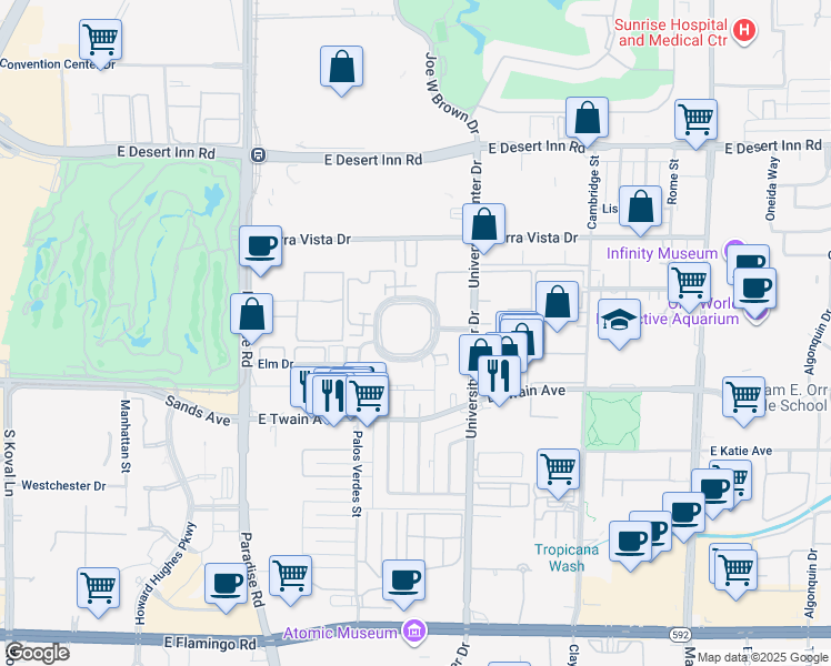map of restaurants, bars, coffee shops, grocery stores, and more near 750 South Royal Crest Circle in Las Vegas
