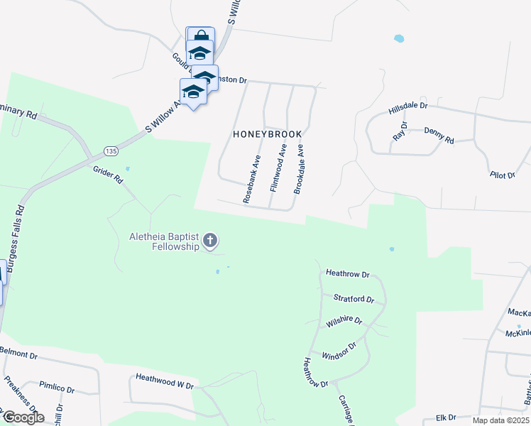 map of restaurants, bars, coffee shops, grocery stores, and more near 1726 Brookdale Avenue in Cookeville
