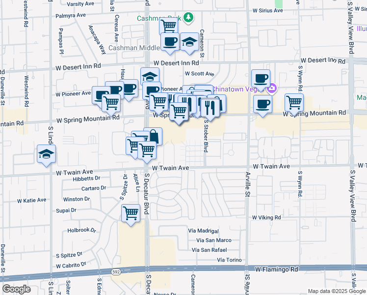 map of restaurants, bars, coffee shops, grocery stores, and more near 4744 West Sand Creek Avenue in Las Vegas