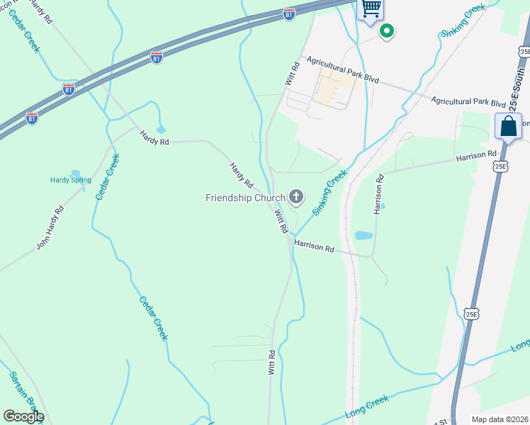 map of restaurants, bars, coffee shops, grocery stores, and more near 3017 Hardy Road in White Pine