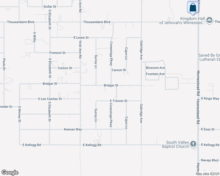 map of restaurants, bars, coffee shops, grocery stores, and more near 2251 Bridger Street in Pahrump