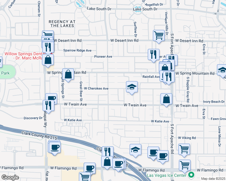 map of restaurants, bars, coffee shops, grocery stores, and more near 9754 West Cherokee Avenue in Las Vegas