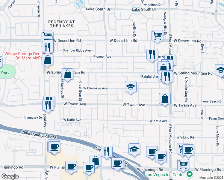map of restaurants, bars, coffee shops, grocery stores, and more near 9754 West Cherokee Avenue in Las Vegas