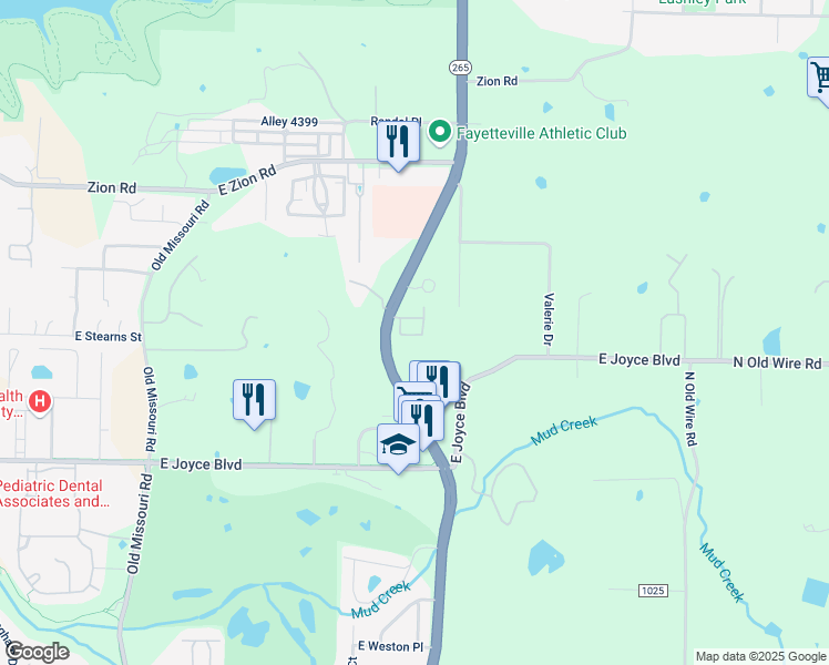map of restaurants, bars, coffee shops, grocery stores, and more near 4080 Johnell Drive in Fayetteville
