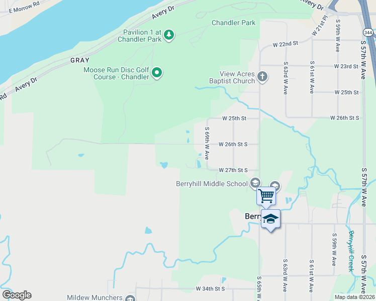 map of restaurants, bars, coffee shops, grocery stores, and more near 7064 West 26th Street in Tulsa