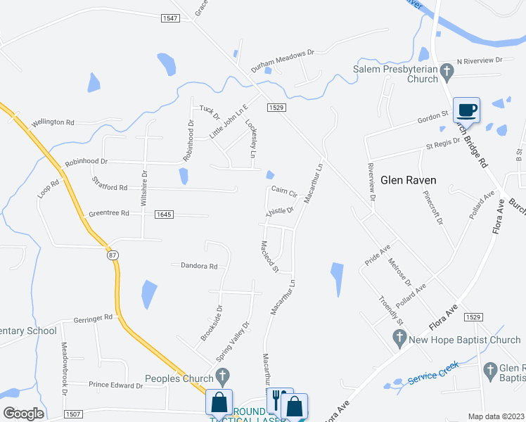 map of restaurants, bars, coffee shops, grocery stores, and more near 610 Cairn Circle in Burlington