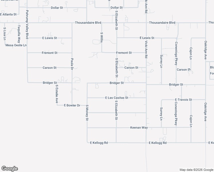 map of restaurants, bars, coffee shops, grocery stores, and more near 1661 Bridger Street in Pahrump