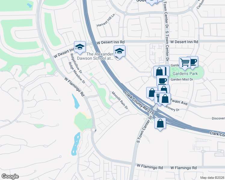 map of restaurants, bars, coffee shops, grocery stores, and more near 3620 Moonlit Rain Drive in Las Vegas