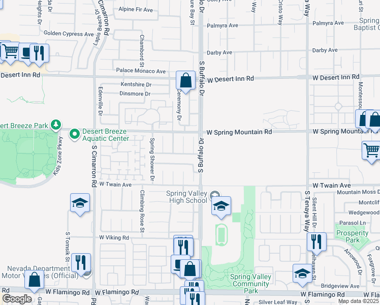 map of restaurants, bars, coffee shops, grocery stores, and more near 3574 Winter Scene Court in Las Vegas
