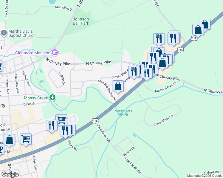 map of restaurants, bars, coffee shops, grocery stores, and more near 1558 Meadow Spring Drive in Jefferson City