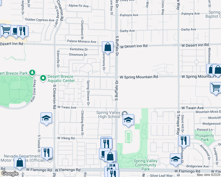 map of restaurants, bars, coffee shops, grocery stores, and more near 3574 Winter Scene Court in Las Vegas