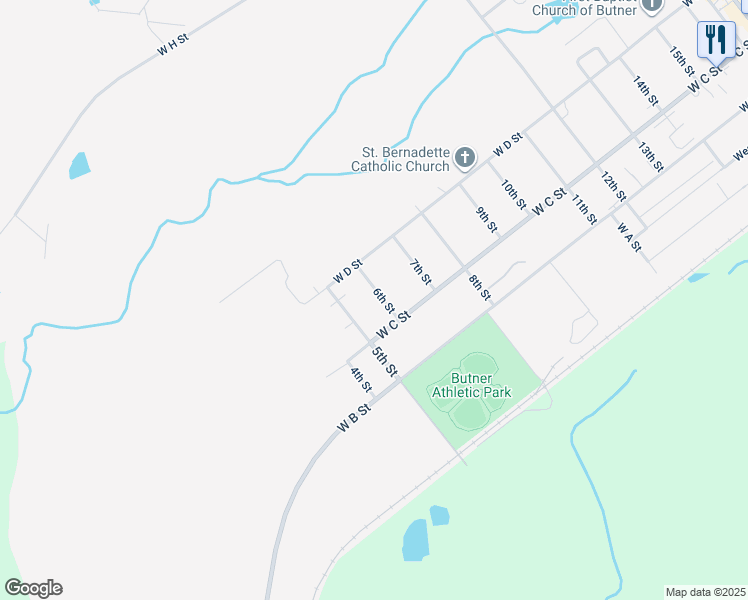 map of restaurants, bars, coffee shops, grocery stores, and more near 307 6th Street in Butner