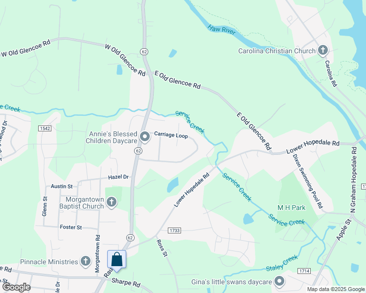map of restaurants, bars, coffee shops, grocery stores, and more near 1827 North Cosby Court in Burlington