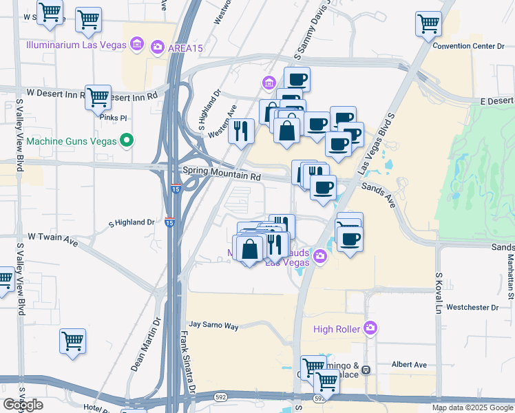 map of restaurants, bars, coffee shops, grocery stores, and more near 3601 Black Canyon Avenue in Las Vegas