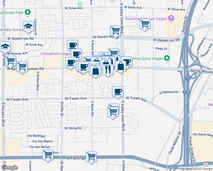 map of restaurants, bars, coffee shops, grocery stores, and more near in Las Vegas