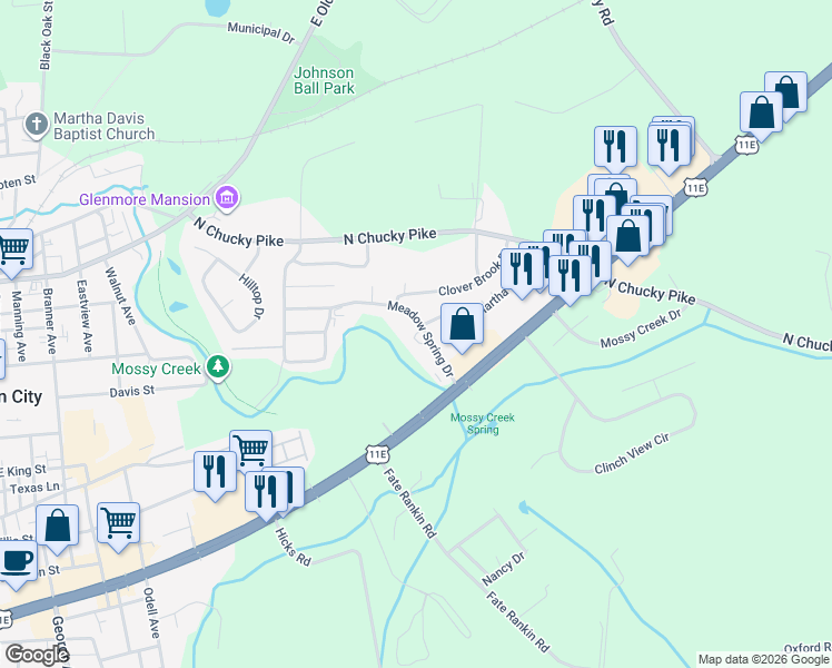 map of restaurants, bars, coffee shops, grocery stores, and more near Brookhaven Court in Jefferson City