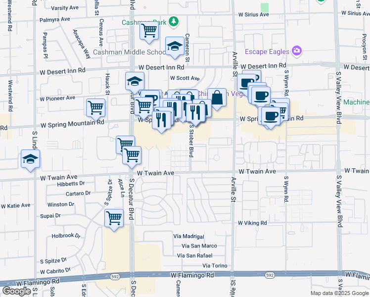 map of restaurants, bars, coffee shops, grocery stores, and more near 4610 West Sand Creek Avenue in Las Vegas