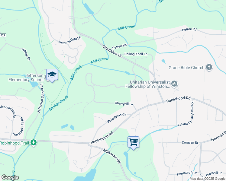 map of restaurants, bars, coffee shops, grocery stores, and more near 4432 Bent Tree Farm Road in Winston-Salem