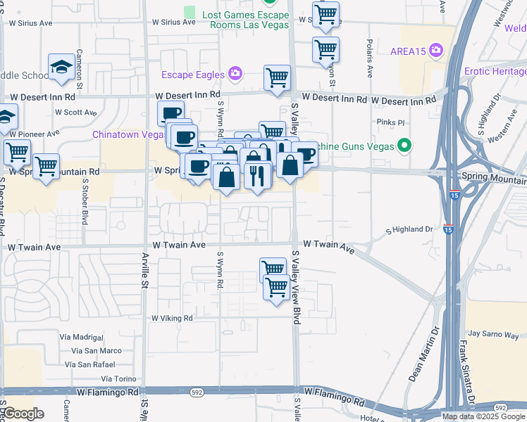 map of restaurants, bars, coffee shops, grocery stores, and more near 3923 Gogo Way in Las Vegas