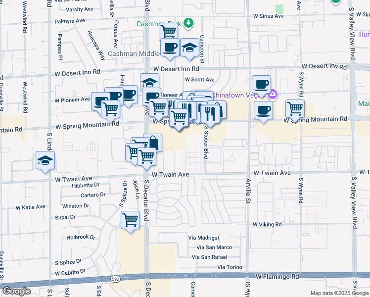map of restaurants, bars, coffee shops, grocery stores, and more near 4768 West Sand Creek Avenue in Las Vegas