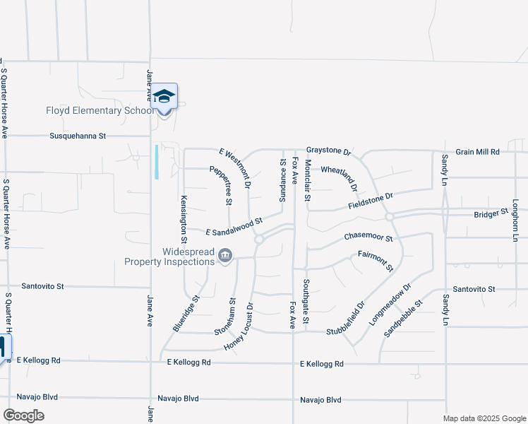 map of restaurants, bars, coffee shops, grocery stores, and more near 4890 East Sandalwood Drive in Pahrump