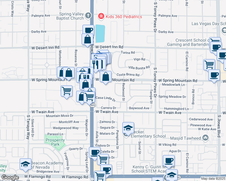 map of restaurants, bars, coffee shops, grocery stores, and more near 3557 Moraga Drive in Las Vegas