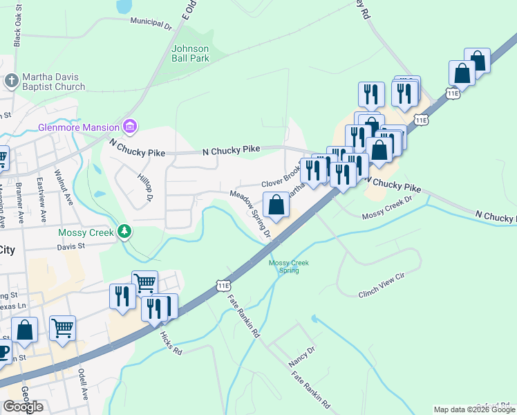 map of restaurants, bars, coffee shops, grocery stores, and more near 1558 Meadow Spring Drive in Jefferson City