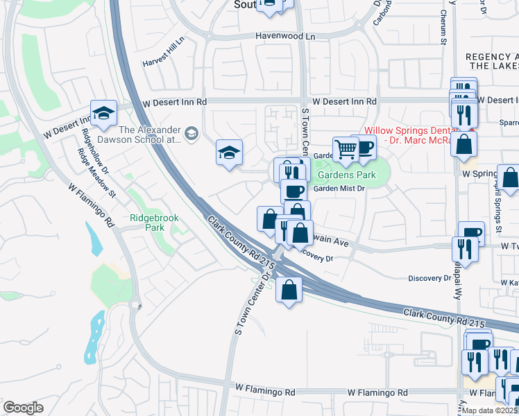 map of restaurants, bars, coffee shops, grocery stores, and more near 10799 West Twain Avenue in Las Vegas