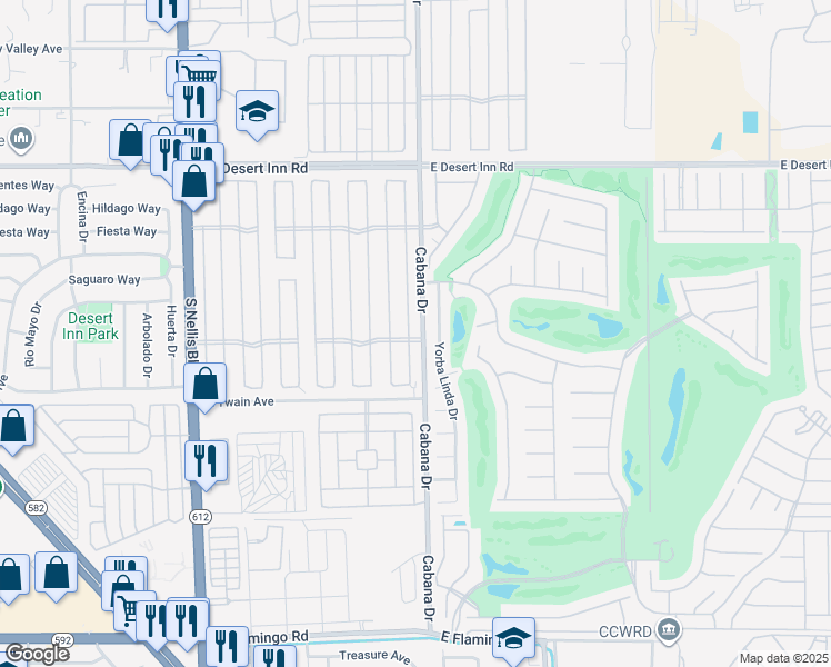 map of restaurants, bars, coffee shops, grocery stores, and more near 3580 Lost Hills Drive in Las Vegas