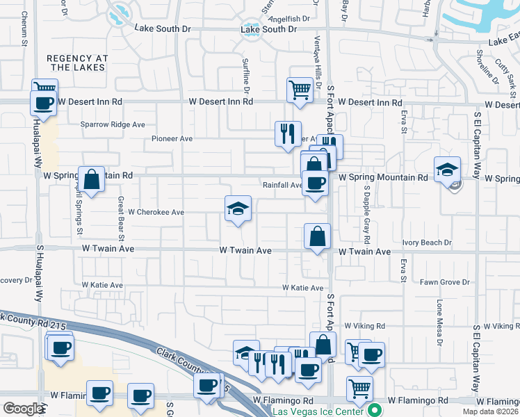 map of restaurants, bars, coffee shops, grocery stores, and more near 9618 West Cherokee Avenue in Las Vegas