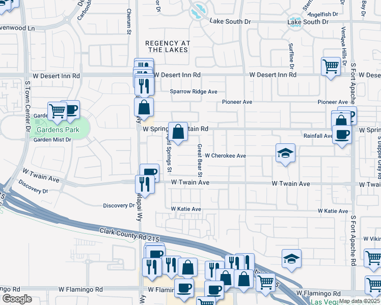 map of restaurants, bars, coffee shops, grocery stores, and more near 10016 West Cherokee Avenue in Las Vegas