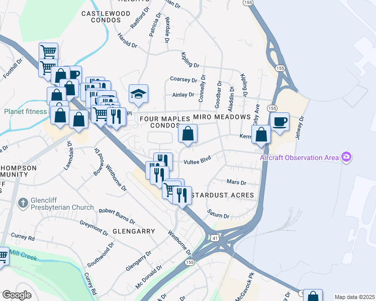 map of restaurants, bars, coffee shops, grocery stores, and more near 1205 Kermit Dr in Nashville