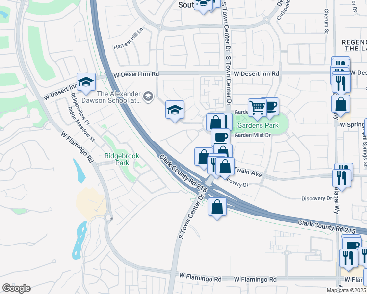 map of restaurants, bars, coffee shops, grocery stores, and more near 10809 Garden Mist Drive in Las Vegas