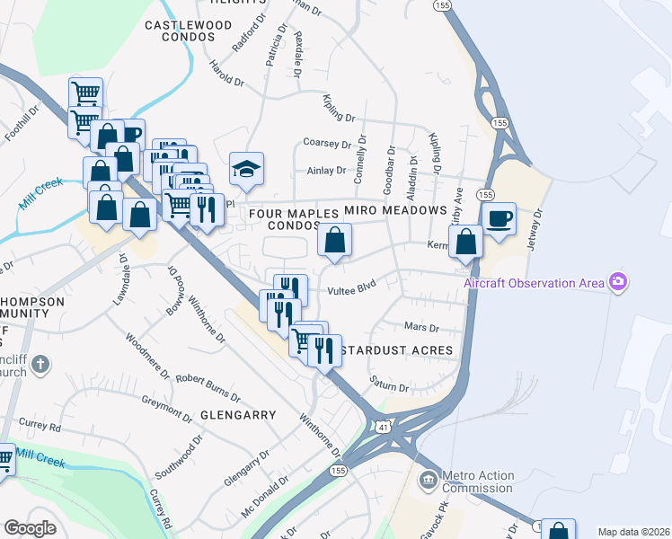 map of restaurants, bars, coffee shops, grocery stores, and more near 1205 Kermit Drive in Nashville