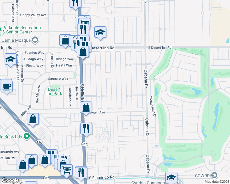map of restaurants, bars, coffee shops, grocery stores, and more near 3569 Gulf Shores Drive in Las Vegas