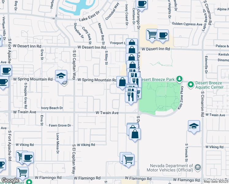 map of restaurants, bars, coffee shops, grocery stores, and more near 3577 Lazy Sun Lane in Las Vegas
