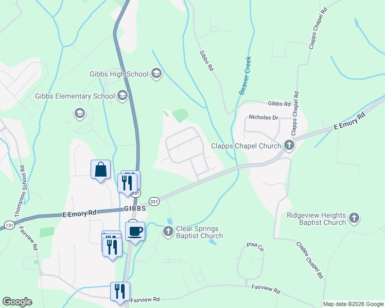 map of restaurants, bars, coffee shops, grocery stores, and more near 7757 Applecross Road in Corryton